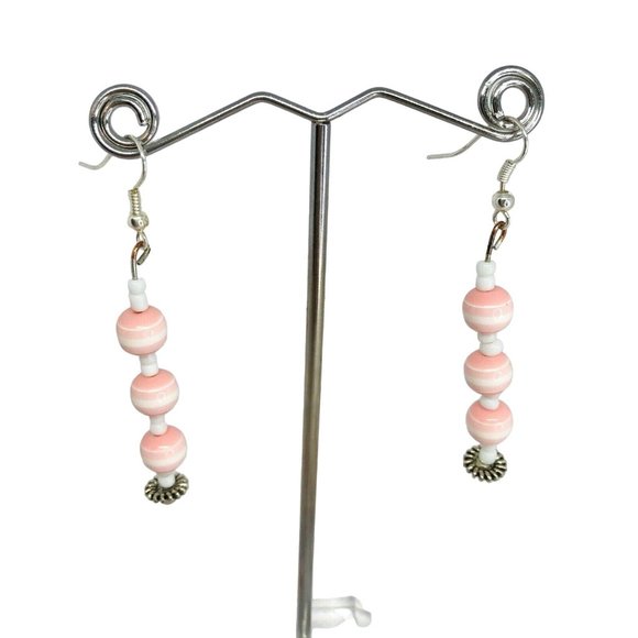 Handcrafted 3pc Jewelry Set Light Pink Beads Necklace Earrings Bracelet NEW - Picture 7 of 7